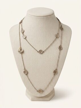 Anna Beck Classic Two Tone 18k Gold Sterling Silver Long Station. Necklace 36’